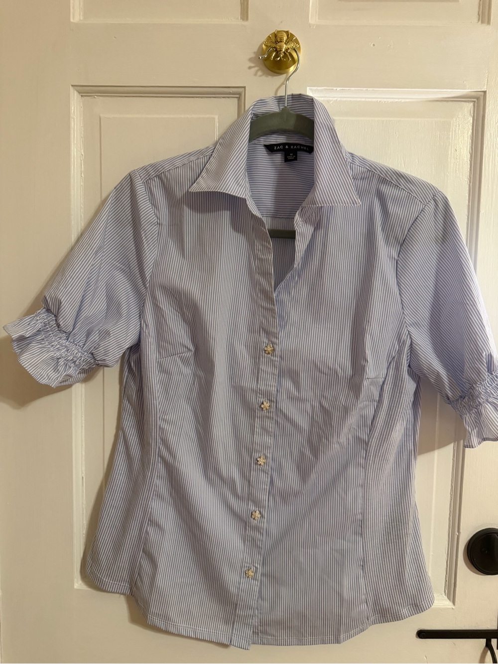 Zac & Rachel Blue Striped Flower Button-Down Shirt